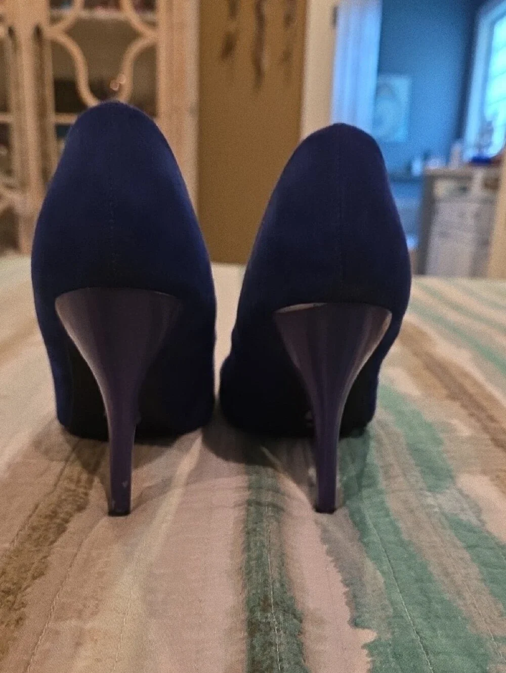 Guess Cobalt Blue Suede Rounded Toe Stiletto Pumps - Women's Heels